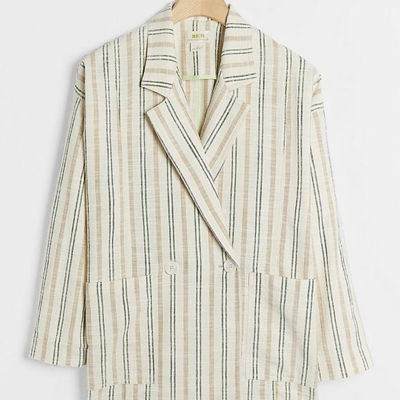Anthropologie NWT Neutral THEA Striped Blazer - Picture 1 of 7